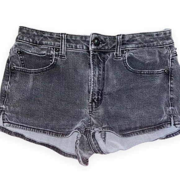 American Eagle Outfitters Pants - American Eagle Womens Distressed Jean Shorts Sz 6 Mid Rise Blk 360 Super Stretch